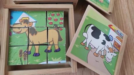 4x drevené kocky zvieratka,