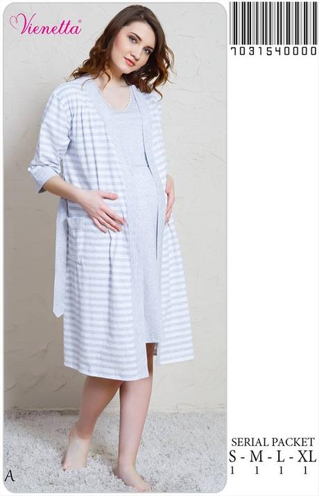 Materský komplet župan a nočná košeľa na kojenie, vienetta secret,l / m / s / xl / xxl