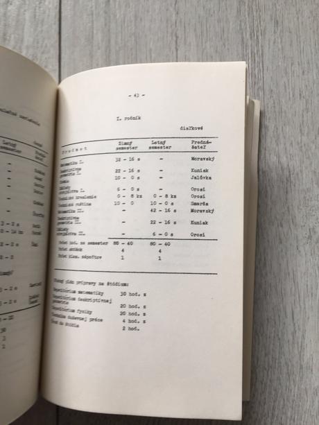 Brožura študijny program 1972-1973,