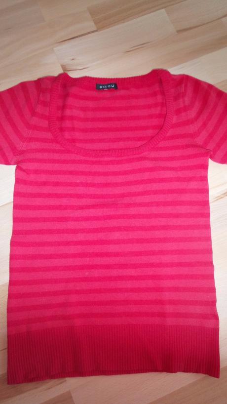 Červený pásikavý svetrík, amisu,s