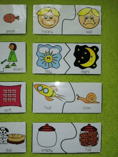 12 ks montessori kartičiek - protiklady,