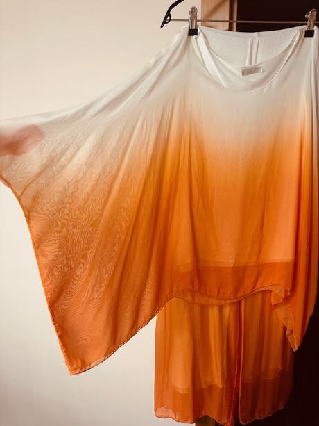 Letný nohavicový komplet bielo oranžový, 