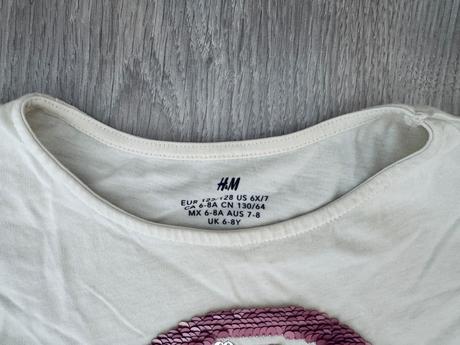 H&m tričko s dúhou a flitrami 122/128, h&m,122