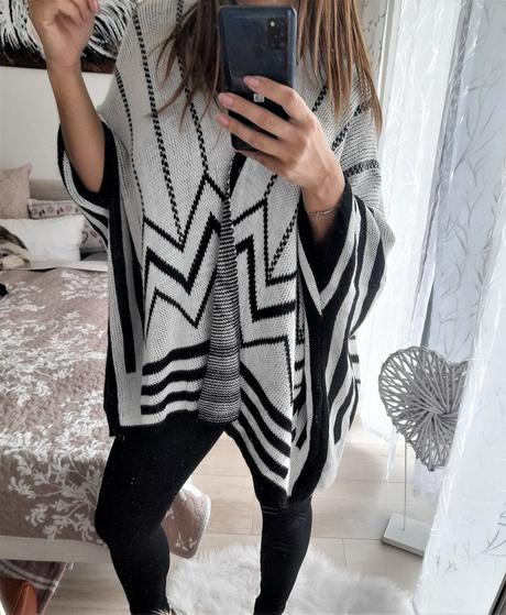 Čiernobiely kardigán-uni veľkosť, 