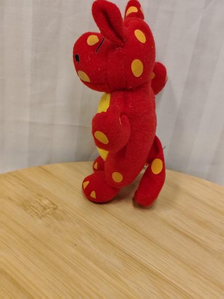Retro plyšový červeno-žltý drak, danzo, 14 cm, 