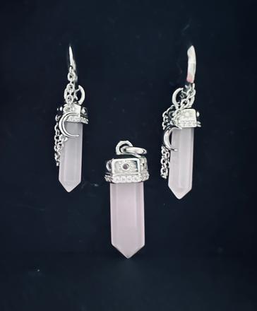 Strieborná sada šperkov hexagon pink ts, 