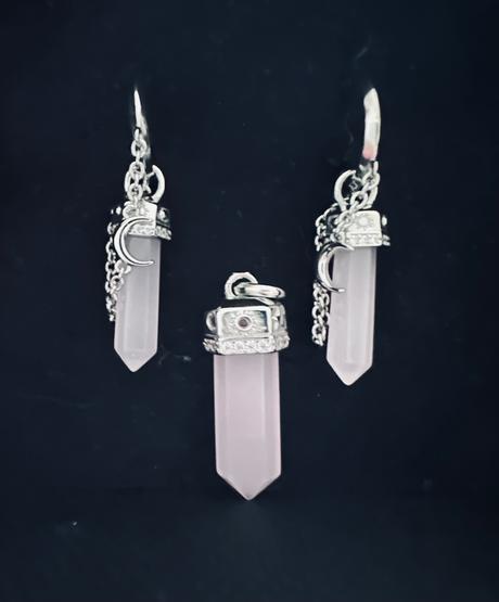 Strieborná sada šperkov hexagon pink ts, 