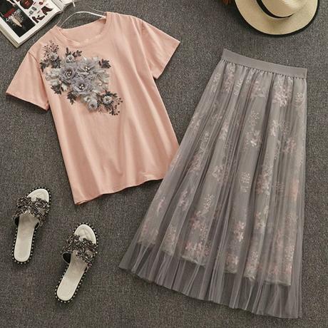 Sukna s topom flowers, s