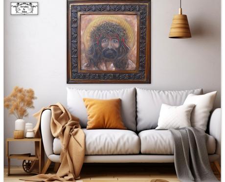 Maľba v ráme "ježiš",