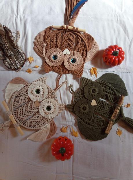Macramé sovy rôzne,