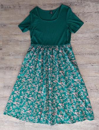 Zelené letné kvetinové šaty, l