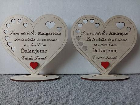 Drevené srdiečko pre p.učiteľky, 
