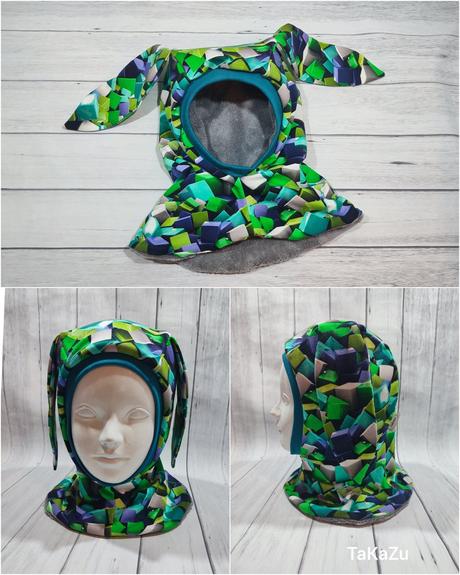 Kukla dvojvrstvová s ušami - rôzne farby, 50 - 158