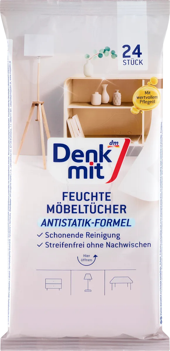 Denkmit vlhčené utierky na nábytok, 24 ks