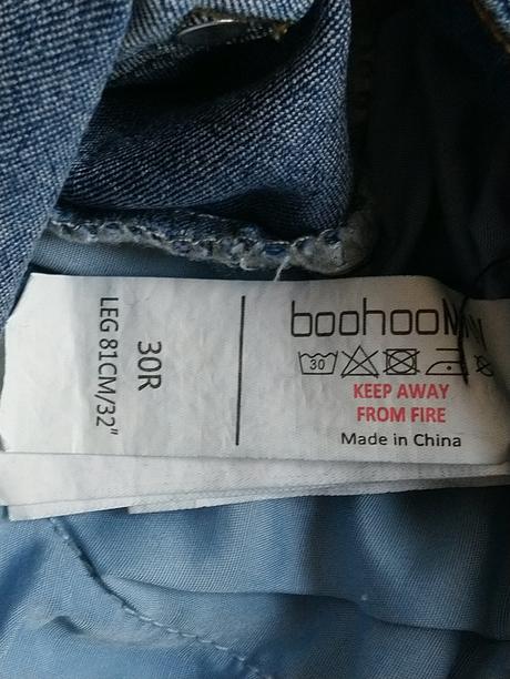 Pánske modré elastické rifle, boohoo man, m