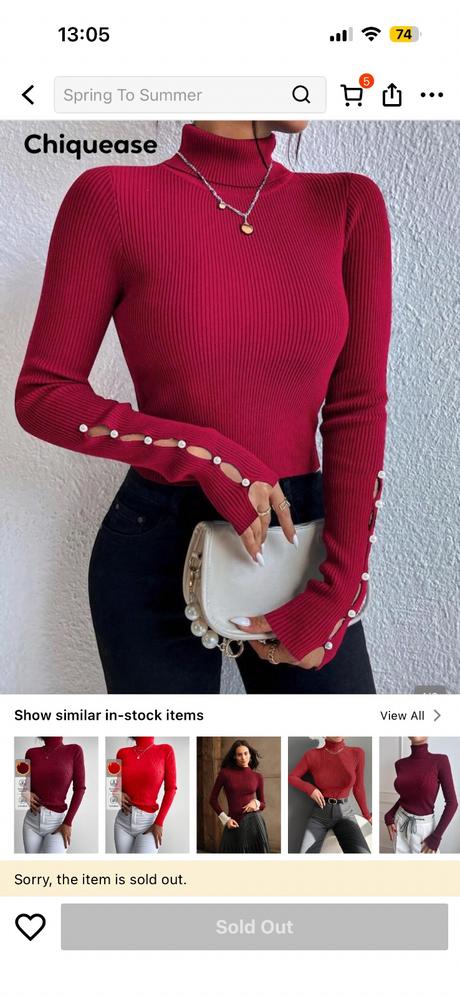 Ružový rolák s perlami, l