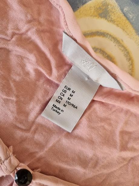 Bledoružový top h&m s tylovými rukávmi m, h&m,m