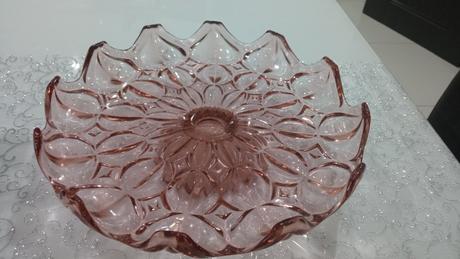 Sklenená misa na ovocie ruzova, 