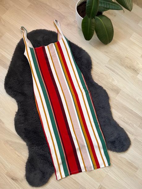 Bershka midi pruhovane farebne šaty na ramienka, bershka,xs