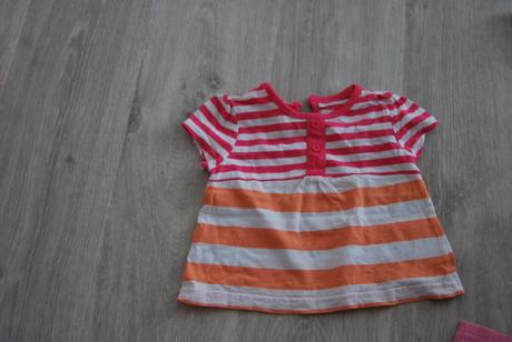 Zlté tričko  + ružovo- oranzové  2 ks, f&f,80