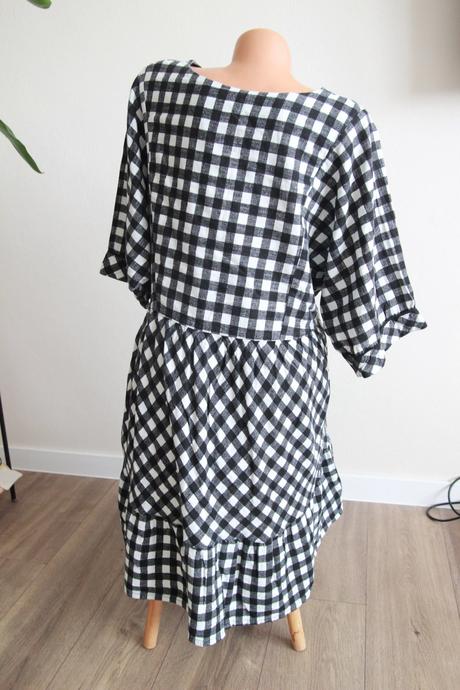 Čierno biele kockované šaty, viskóza, ľan 4xl, next,4xl