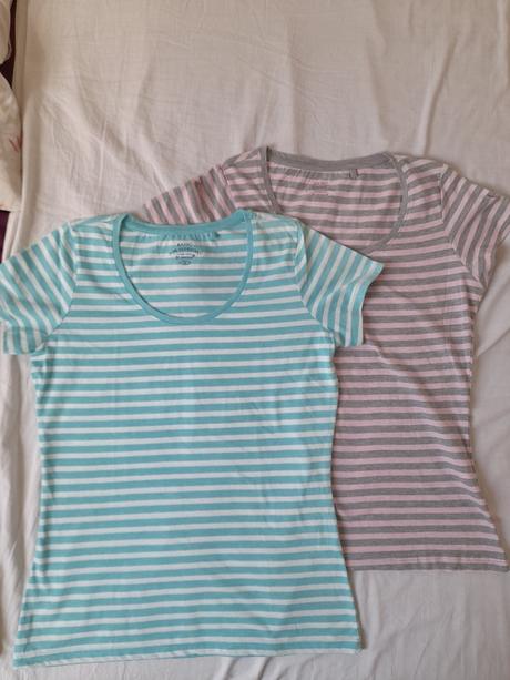 2x tričko s pásikmi, kik,40 / 42
