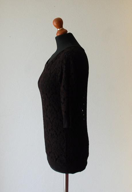 Elegantná čierna čipkovaná blúzka, new look,38