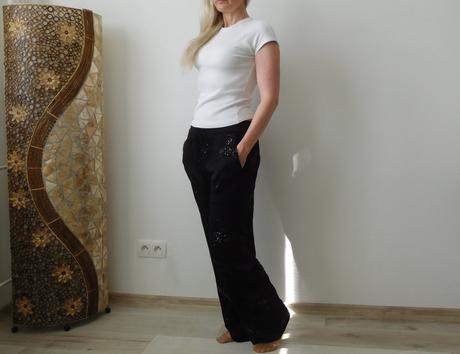 Zara nohavice dámke štrasový vzor, m v,, zara,m