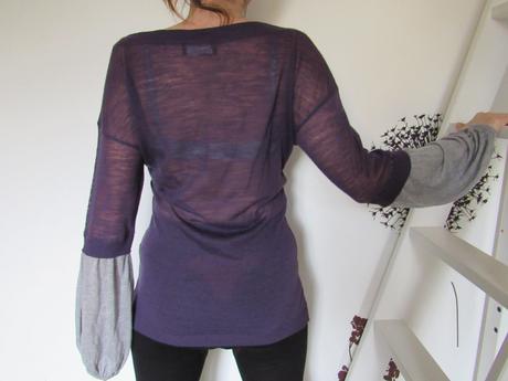 Tenučký dlhší vlnený top s úpletovými rukávmi, m