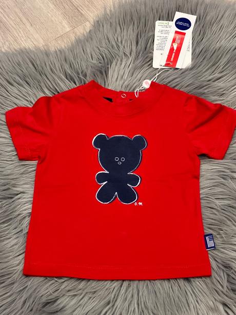Chlapčenské tričko s mackom červené (6-9 mes.), original marines,68 / 74