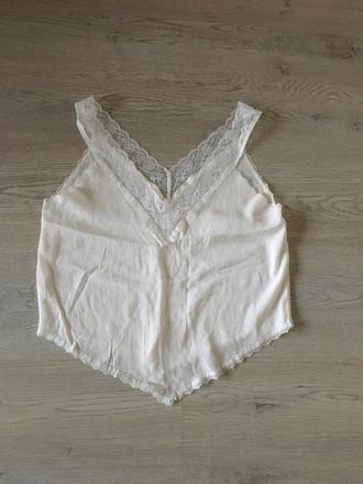 Crop top s čipkou, m