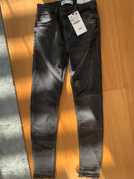 Zara sivé mid waist skinny rifle 34, zara,34