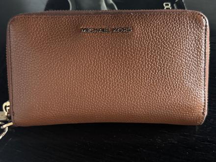Michael kors peňaženka v tavej hnedej kozena, michael kors