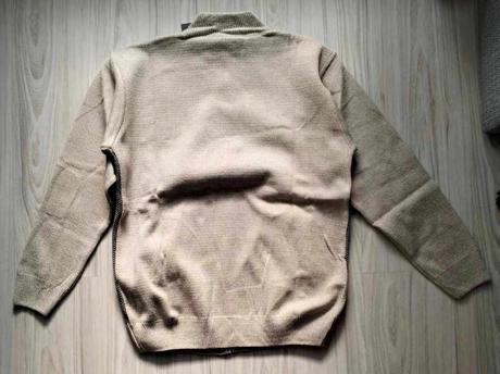 Elegantný béžovo hnedý sveter na zips, v. xl, xl / xxl