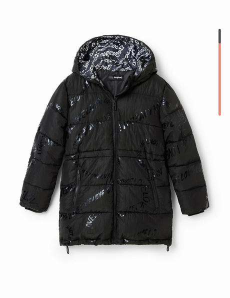 Dlhý prešívaný kabát desigual s textom v.122/128, desigual,128