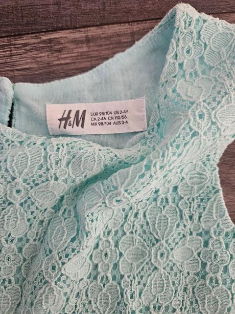 Krajkové mentolové šatočky h&m 98/104, h&m,98