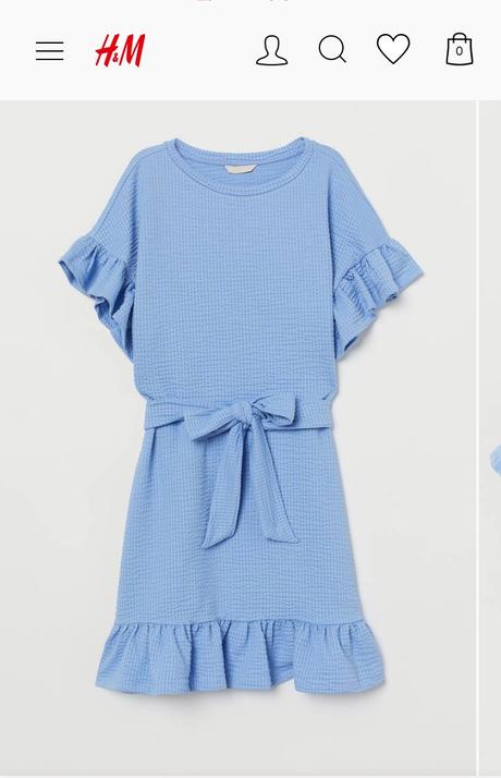 Bledomodré šaty s volánmi, h&m, xs/s, h&m,xs