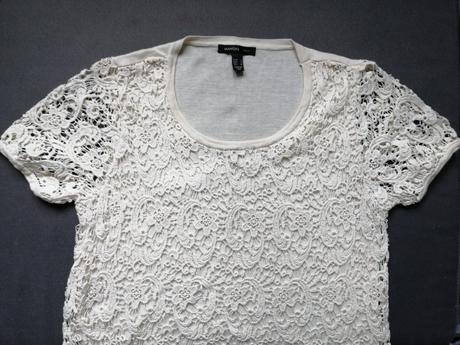 Čipka hackovane kremove šaty mango č m, mango,m