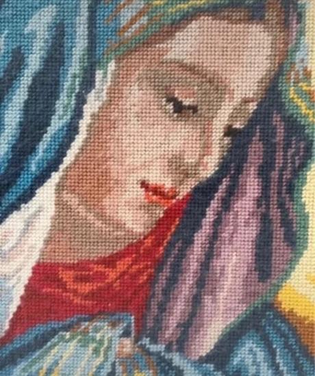 Rucne vysivany svaty obraz 47x56 panna maria sta,