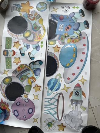 Nálepky na stenu do detskej izbičky - kozmonauti, 