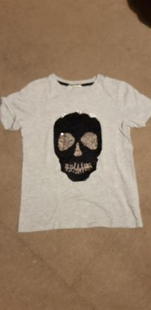 Tricko s meniacim flitrovym obrazkom veľ.134/140, h&m,134