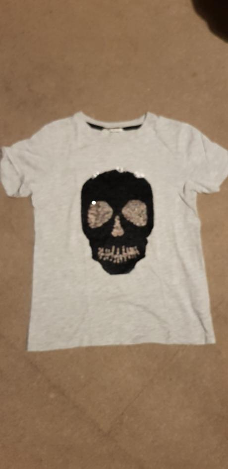 Tricko s meniacim flitrovym obrazkom veľ.134/140, h&m,134