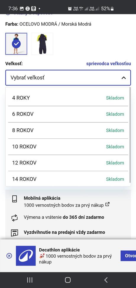 Olaian 1,5mm neopren mam viac velkosti,