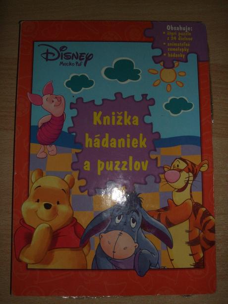 Knižka hádaniek a puzzlov - macko puf, disney,