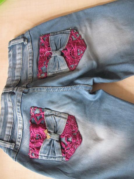 Dievčenské rifle s čipkou, 128/134, 128