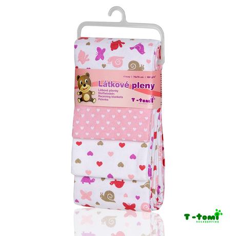 Bavlnené plienky s flanel. úpravou ružové slimáky, t-tomi