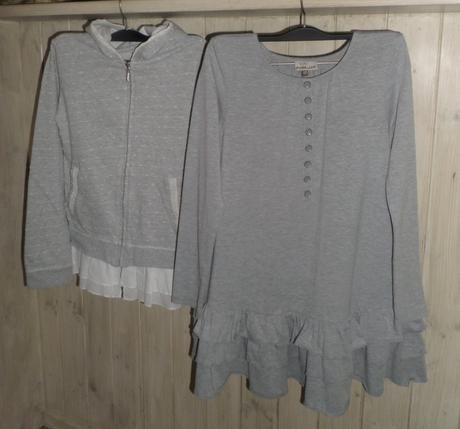Tričko s volánmi + mikina s poškodením, 152
