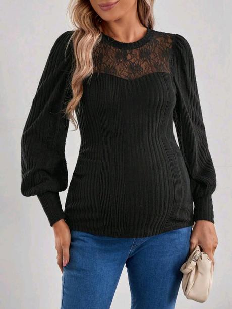 Čierny tehotenský sveter, l