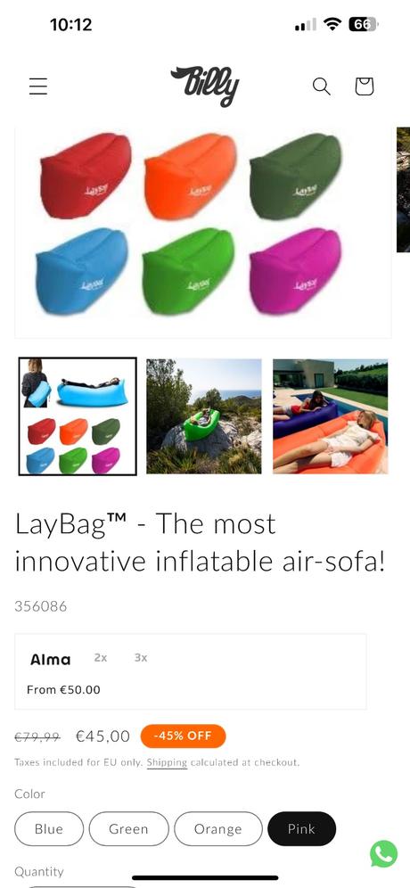 Nafukovacia rozkladacia pohovka laybag na pláž,