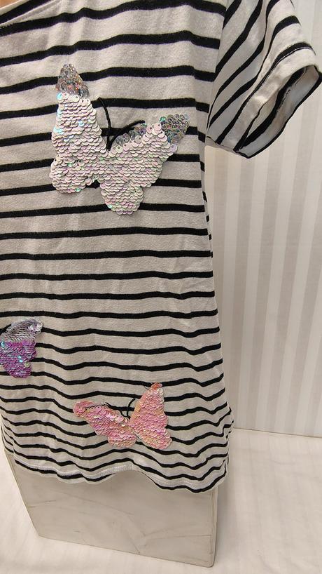 Pásikavé tričko s motýlikmi, page young 146-152 cm, 152